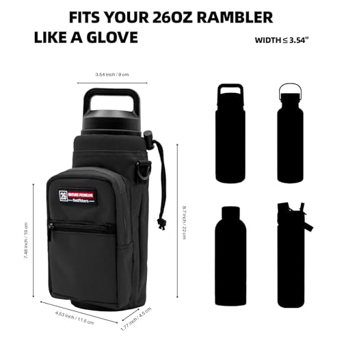 NATURE PIONEOR 26-128 oz Insulated Water Bottle Carrier Holder with Strap - color: Black, size: 18-26oz