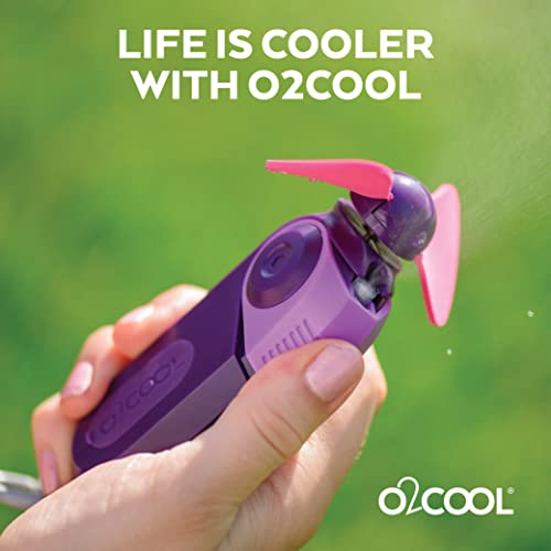 O2COOL Small Sport Misting Fan with Carabiner Clip 2-Pack Purple - color: Purple, size: 2 Packs