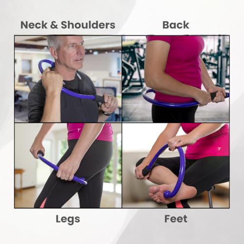 QFlex Back Massager Hook - Trigger Point Self Massage Tool for Neck, Shoulder & Muscle Knot Relief - Deep Tissue Massager Stick - As Seen on Shark Tank - Made in USA