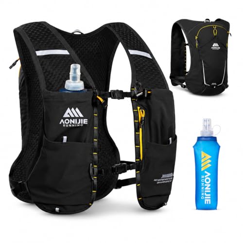 AONIJIE Running Hydration Vest for Men Women 500ml Soft Flask Water Bottle - color: Black, size: 500ml