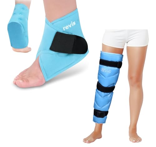 REVIX Ankle Ice Pack Wrap – Reusable Gel Cold Compression for Foot Discomfort, Full Leg Ice Pack Wrap Around Entire Leg