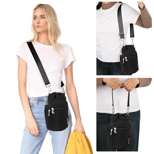 Rueesh Water Bottle Holder Bag with Adjustable Strap - color: Black