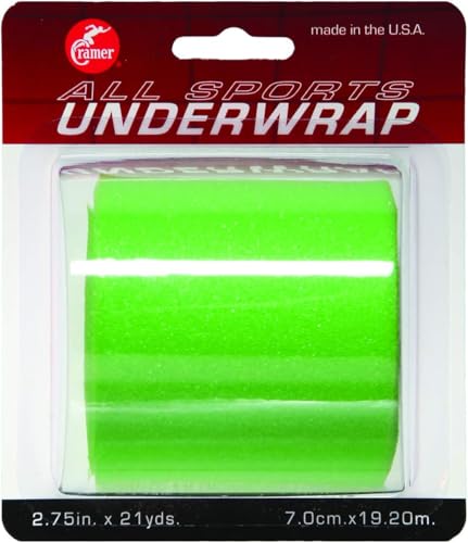 Cramer Tape Underwrap, Sports PreWrap for Athletic Ankle, Wrist, and Injury Taping Jobs, Hair Tie, Headband, Patella Support, Pre-Wrap Athletic Tape Supplies, 2.75" X 21 Yard Roll of Pre Wrap , Brite Green - color: Bright Green