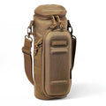 GOVO U1 Water Bottle Pouch with Zippered Hardshell Cap, Fits Up to 40oz Bottle, Molle System, Heavy Duty, Made With 100% Nylon - color: Tan