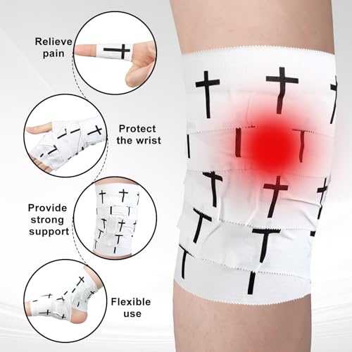 Geiserailie Christian Cross Athletic Tape Religious Sport Wrap,White - color: White and Black