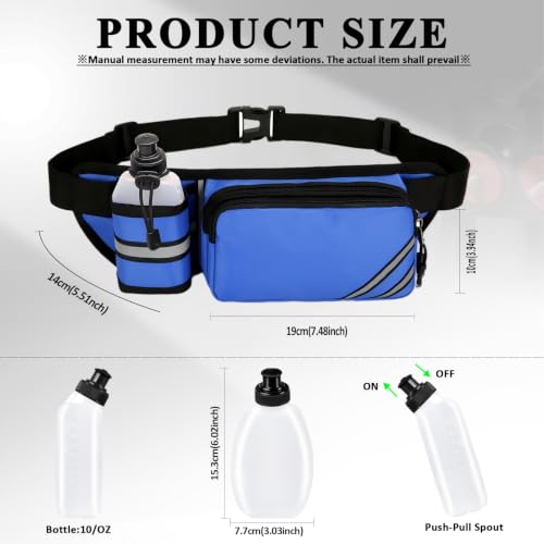 Fanny Pack with Water Bottle Holder, Hydration Running Belt for Men, Waterproof Waist Bag for Women Girls Kids Fit Hiking Walking Runners Exercise Outdoor Cell Phone iPhone Carry Pouch Blue - color: 3-Blue
