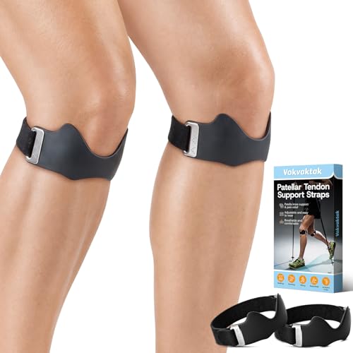 Silicone Patellar Tendon Support Strap, 2 Pack Knee Strap for Knee Pain Relief, Adjustable Knee Patella Band Strap for Tendonitis, Running, Squats