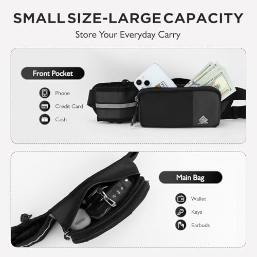Fanny Pack for Women Men with Water Bottle Holder,Waist Bag for Hiking,Travel,Running,Dog Walking,Workout,Cycling (Black) - color: Black