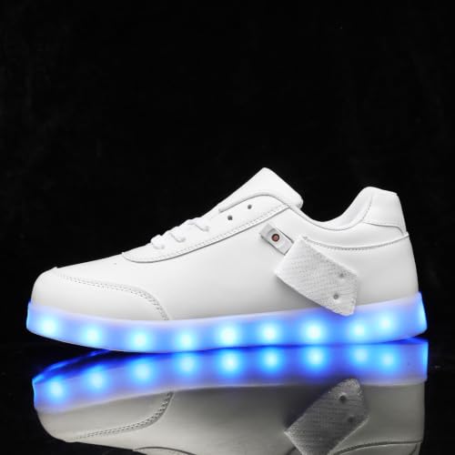 YuanRoad Unisex LED Light Up Shoes with USB Charging Glowing Luminous LED Sneakers - color: Dbwhite, size: 9 Women/7.5 Men