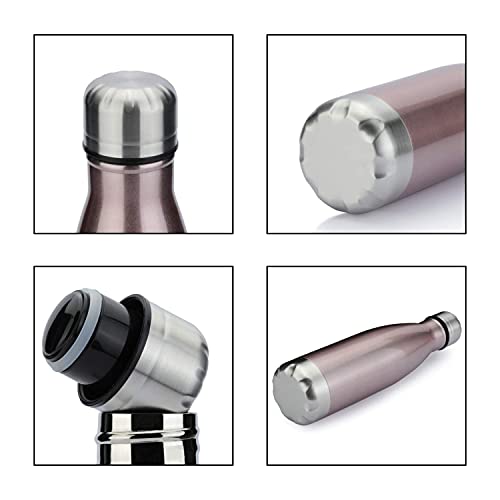 MEWAY 17oz Sport Water Bottle 12 Pack Vacuum Insulated Stainless Steel Leak-Proof Double Wall Cola Shape Water Bottle,Keep Drinks Hot & Cold (Rose Gold,12 Pack) - color: Rose Gold