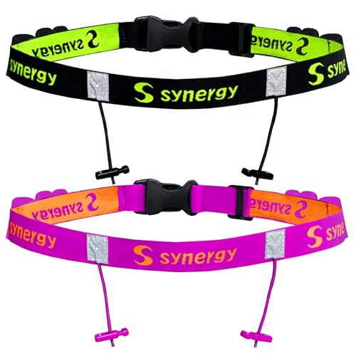 Synergy Running/Triathlon Race Day Number Belt - color: Black/Pink 2-Pack