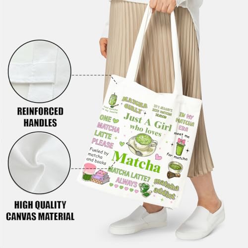 Canvas Tote Bag Gift for Women Girls Friends Shopping Beach Vacation Canvas Tote Bag - color: Matcha