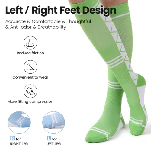 Bamboo Viscose Compression Socks 15-20 mmHg Knee High 3 Pairs Unisex - color: A01-3pair-blue Brown Green, size: Small-Medium