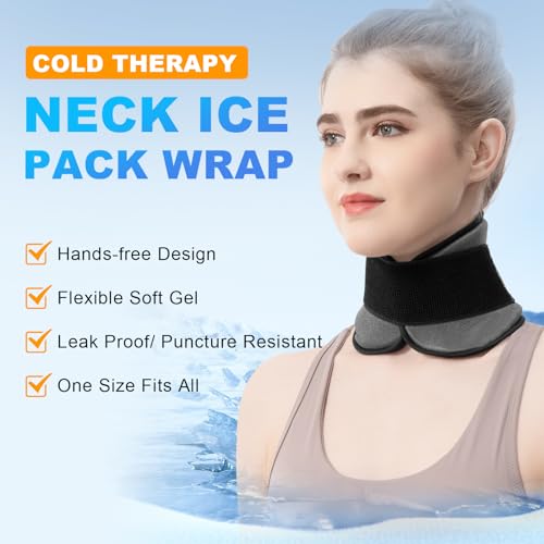 Neck Ice Pack Reusable Soft Gel Wrap Ice Collar for Neck, Wisdom Teeth Ice Pack Head Wrap Face Jaw Versatile Cooling Cold Compress for Cervical Injuries Pain Surgery Recovery