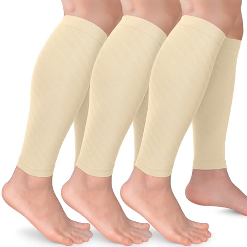 CTHH Calf Compression Sleeve for Men & Women Footless Compression Socks - color: Beige