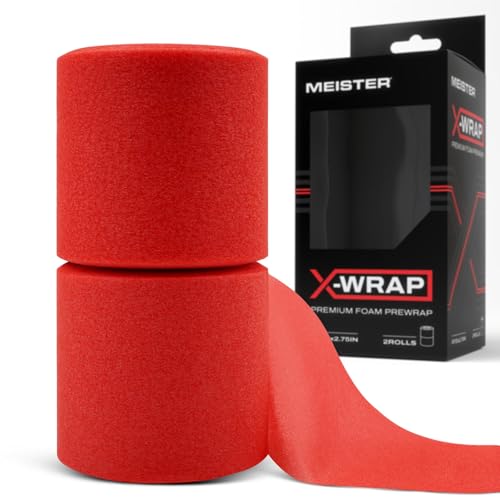 Meister X-Wrap Premium PreWrap - XL Underwrap for Athletic Tape - 30 Yards x 2.75" - Red - 2 Rolls - color: Red
