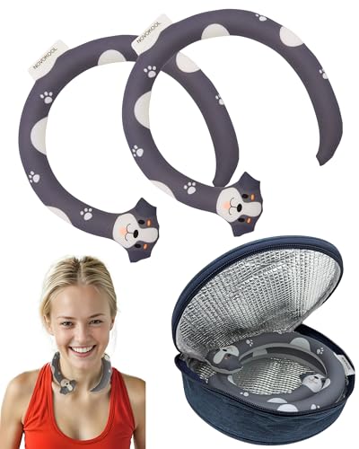 2 Pack Neck Cooling Tube with Insulated Bag - Reusable Ice Ring Neck Cooler Indoor Outdoor - Wearable Cooling Wrap - Relief for Summer and Hot Flashes - Ice Ring Freezes Under 64℉(2Dog) - color: 2 Pack Dog
