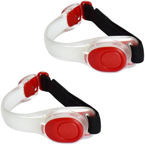 Premium LED Light Up Armband, Reflective Adjustable Wearable Silicone Running Belt Strap/Waterproof Glow in The Dark for Running Jogging Walking Cycling Concert Camping Outdoor Sports - color: Red - 2 Packs