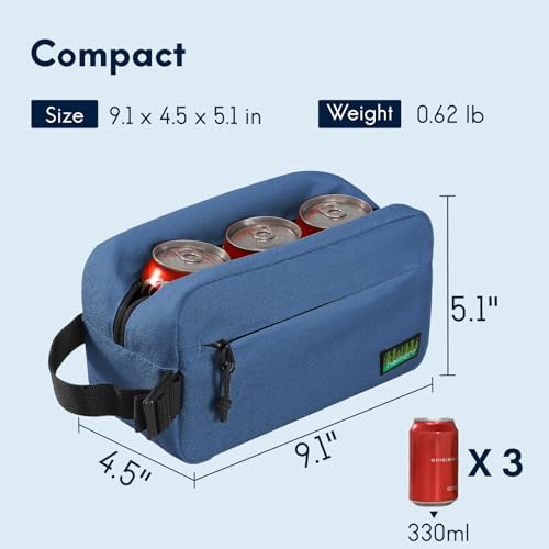 Haimont Small Freezable Lunch Bag, Portable Freezer Insulated cooler Snack Bag with Buckle Handle for Office, Picnic, Navy Blue - color: Navy Blue