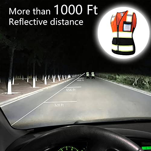 Safety Vest for Men Women Reflective Construction Vest Hi Vis ANSI Standard - color: Oblack-w, size: X-Large