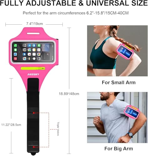 HAISSKY Running Armband with Earbud Pocket Sweatproof Running Phone Holder - color: Negro