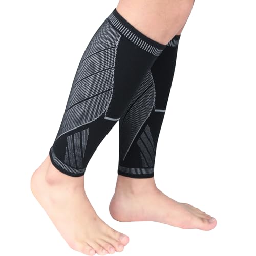 NuCamper Calf Compression Sleeve, Footless Compression Socks for Men Women - color: Black, size: Medium