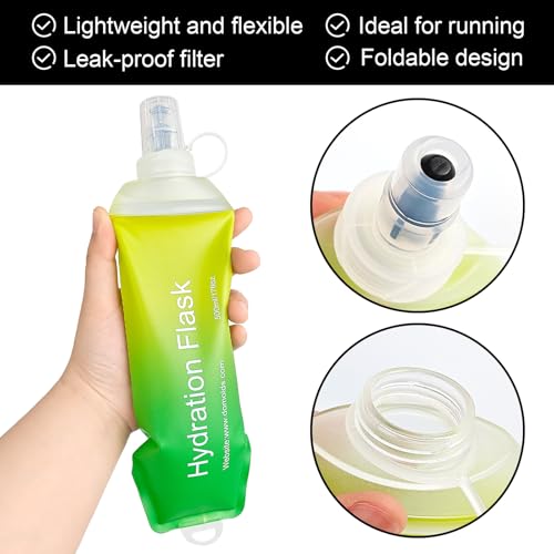 WILDREEDS 250ml Soft Flask, TPU Collapsible Soft Water Bottle for Hydration Pack, Running Vest, Folding Water Bottle for Hiking Cycling Climbing-1Pcs, Yellow to Green - color: 250ml Yellow to Green