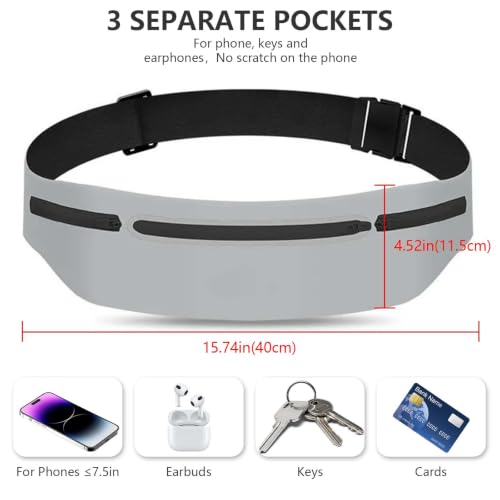 Running Belt for Men Women Waterproof Reflective Fanny Packs - color: Grey