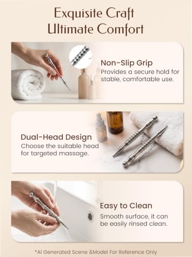 Stainless Steel Gua Sha and Acupuncture Pen, Face and Body Massage Tool Set - size: 2PCS
