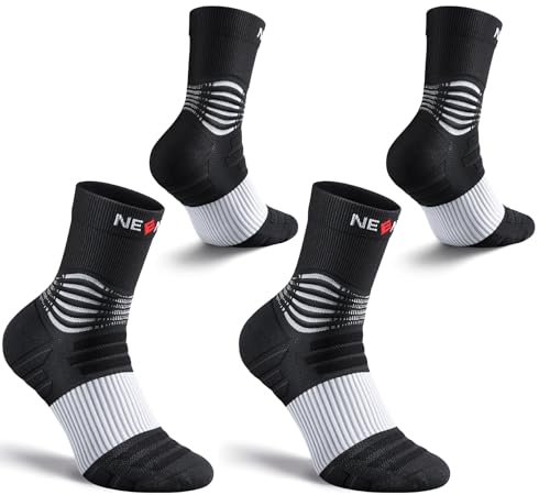 NEENCA Professional Compression Socks for Women Men Circulation, 20-30 mmHg - color: Black White - 2 Pairs, size: Small