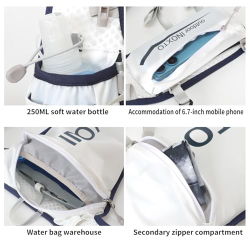 INOXTO Running Hydration Vest Backpack,Lightweight Insulated Pack with 1.5L Water Bladder Bag Daypack for Trail Hiking Running Cycling Race Marathon for Women Men - color: White