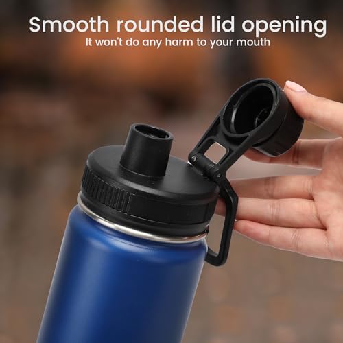 Spout Lid Replacement for Hydro Flask Wide Mouth 12, 16, 18, 32, 40, 64 OZ, Chug Lid for Thermoflask with Handle, Replacement Lid for Wide Mouth Water Bottle 2.28in - color: Black