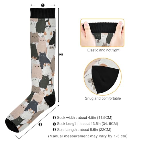 Wusikd Cats Compression Socks for Women and Men Circulation Cute Long Socks for Athletic Running 1 - color: Cats