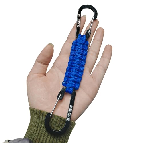 BRAVESHINE Paracord Keychain Carabiner Clip | D Ring Hanger Lanyard Hook - color: Blue