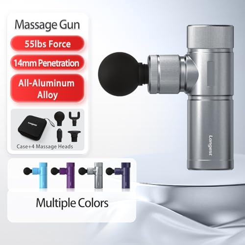 LONGEST Mini Massage Gun for Pain Relief, 4 Heads,Gray - color: 5. Gray 02