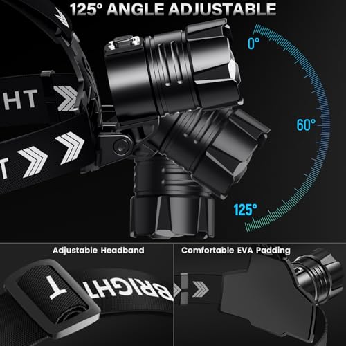 FINICO Rechargeable LED Headlamp 99000 High Lumens,95 Hours Long Lasting - size: 2 Pack