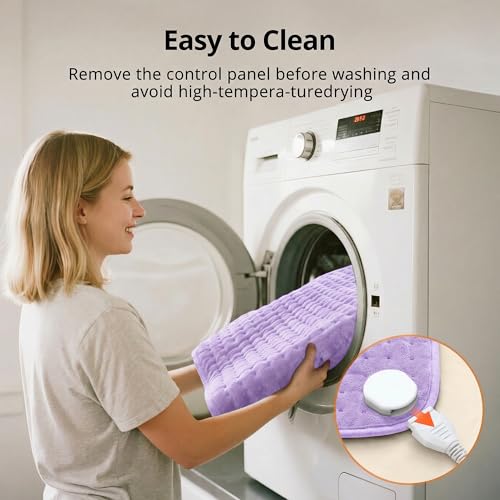 Heating Pad for Back Pain Relief, FSA Eligible HSA, 17" x 33" XXX-Large Heating Pads for Period Cramps, Electric Heating Pad XL with 6 Heating Settings, Moist Dry Heat, Auto-Off, Washable - color: Light Purple