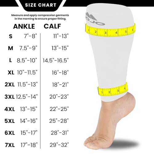 Mojo Compression Socks Footless for Women and Men 20-30mmHg - Extra Wide Plus Size Calf Sleeve - A604 - color: White, size: XX-Large
