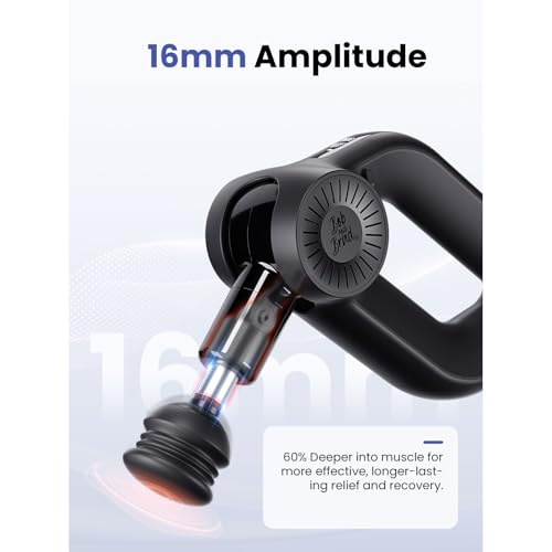 BOB AND BRAD D6 Pro Plus Massage Gun with Heat, Deep Tissue Percussion with 16mm Amplitude, Professional Muscle Massager Gun for Athletes, Quiet Electric Handheld Massager - color: Lava Black