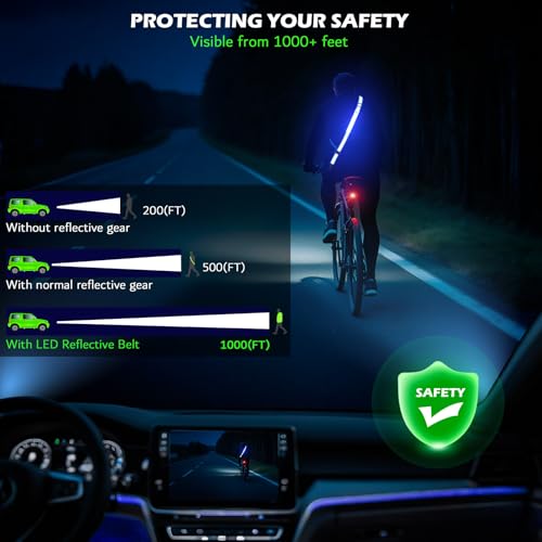 LED Reflective Night Walking Safety Gear,Adjustable Walking Light Belt, for Night Dog Walking,High Visibility Safety Lights for Walking at Night for Men Women Jogging Running Biking