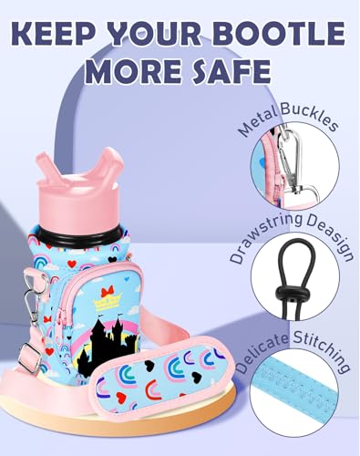 Miss Adola Kids Water Bottle Carrier, 10-18 Oz - color: Rainbow Castle