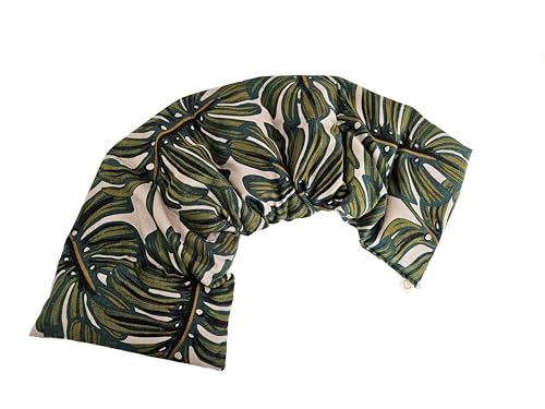 Microwavable LOVEwrap Neck & Shoulder wrap -Heated microwavable Warming Soothing Muscle Pain Relief Fatigue Relaxation - Unscented 6 x 24 - Flax Seed - Palm Leaf Linen - color: Tropical