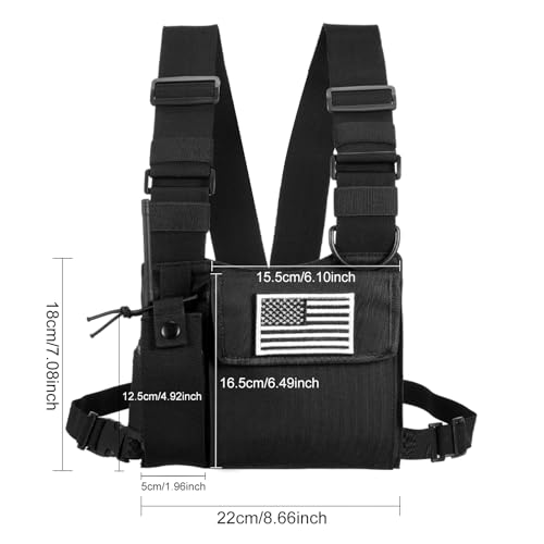 Radio Chest Harness Chest Front Pack Pouch Holster Vest Rig for Two Way Radio Walkie Talkie(Rescue Essentials) - color: Black 02