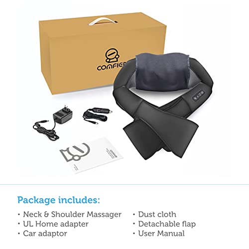 COMFIER Shiatsu Neck and Shoulder Massager with Heat,White Elephant Gifts for Adults,4D Deep Kneading Massage Pillow with Heat, Back Massager, Pillow Massage,Jet Black - color: Jet Black