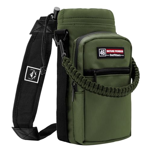 NATURE PIONEOR 26-128 oz Insulated Water Bottle Carrier Holder with Strap - color: Green, size: 40-46oz