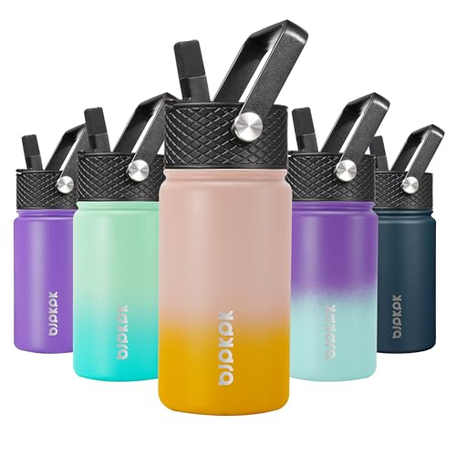 BJPKPK Insulated Water Bottle, 15oz Stainless Steel with Straw Lid - color: Coral, style: 15oz