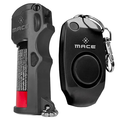 Mace Personal Safety Alarm & Mace Pepper Spray Kit - Loud 130db Siren with Built in Emergency Whistle, 10 Feet Range Pocket Model (0.42 oz) Self Defense Pepper Spray for Women & Men - color: Black