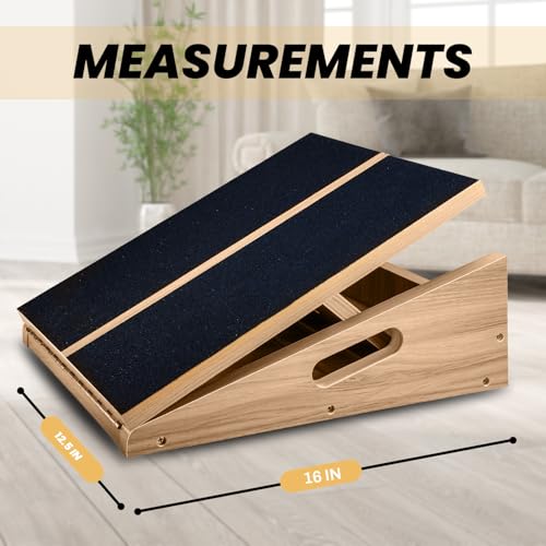 Portable Wooden Slant Board for Calf Stretching - Non-Slip Calf Stretcher Slant board with 5 Position - Adjustable Slant Board for Squats Knees & Ankle Stretcher - Incline board for calf stretching