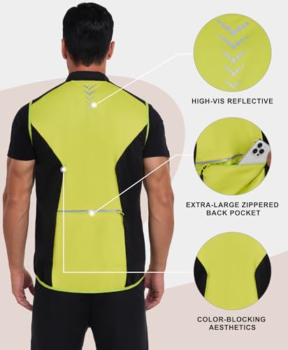 Little Donkey Andy Men's Softshell Vest Lightweight Windproof Waterproof - color: Reflective Green, size: Small
