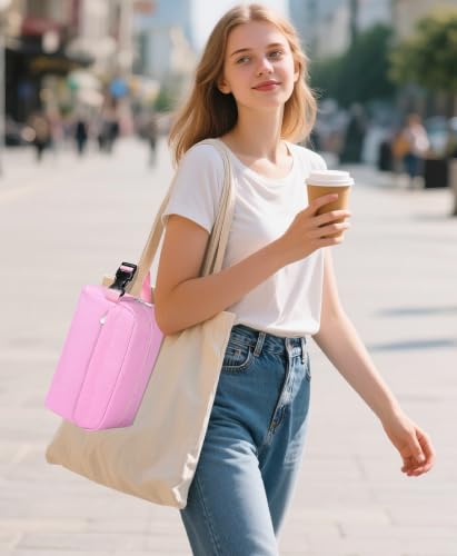 Small Insulated Lunch Bag: Reusable Small Lunch Box, Mini Soft Cooler Bag - color: Pink